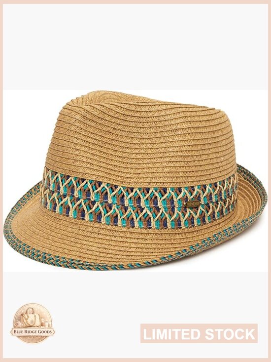 Woven Fedora Sun Hat UPF 50+ Short Brim Packable Beach Hat Women
